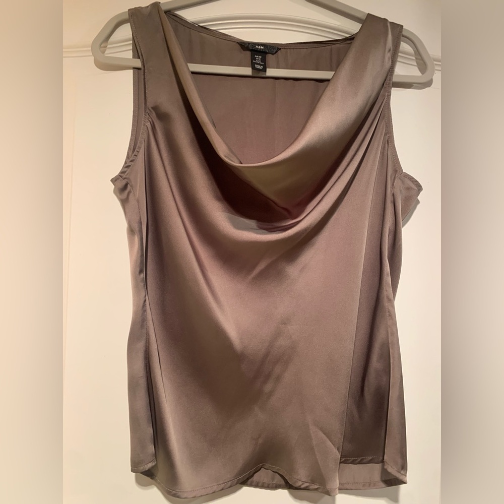 Elegant Taupe Sleeveless Top